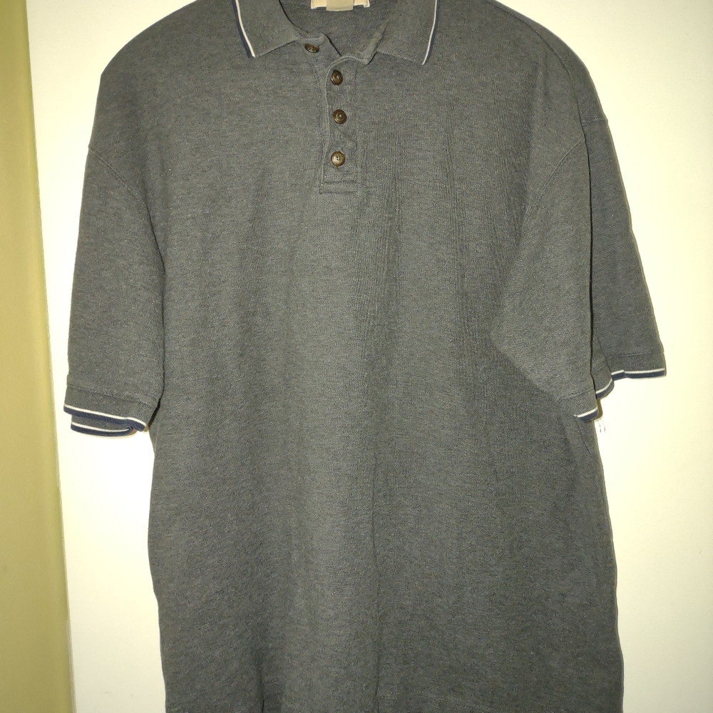Hunt Club Golf Polo Shirt Size large Blue/Gray Color. Made In USA, 100% Cotton.